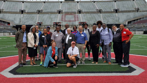 Photo of faculty on OSU football field